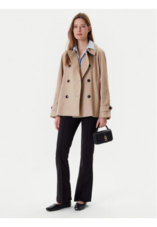 TOMMY HILFIGER - Tommy Hilfiger Trencz WW0WW45618 Beżowy Regular Fit. Kolor: beżowy. Materiał: bawełna
