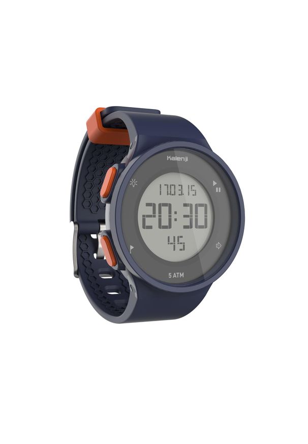 KALENJI - Zegarek do biegania W500 M niebiesko-pomarańczowy. Rodzaj zegarka: cyfrowe. Kolor: pomarańczowy, wielokolorowy, niebieski