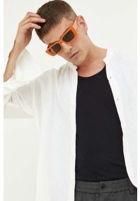 Abercrombie & Fitch koszula lniana kolor biały regular ze stójką. Typ kołnierza: kołnierzyk stójkowy. Kolor: biały. Materiał: len. Długość rękawa: długi rękaw. Długość: długie #4