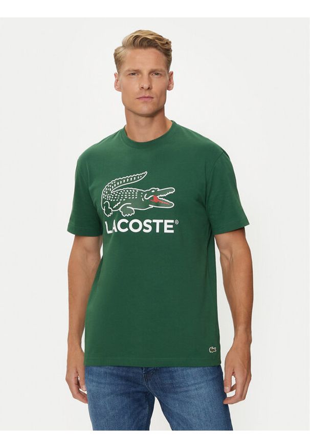 Lacoste T-Shirt TH1285 Zielony Regular Fit. Kolor: zielony. Materiał: bawełna