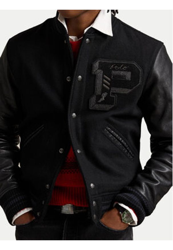 Polo Ralph Lauren Kurtka bomber 710907546001 Czarny Regular Fit. Typ kołnierza: polo. Kolor: czarny. Materiał: syntetyk