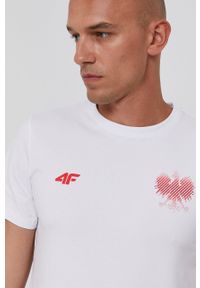 4f - 4F koszulka kibica kolor biały z nadrukiem. Kolor: biały. Materiał: dzianina. Wzór: nadruk #5