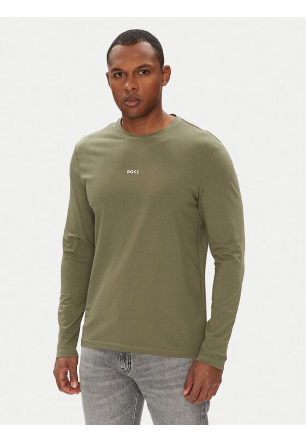 BOSS Longsleeve Tchark 50473286 Zielony Regular Fit. Kolor: zielony. Materiał: bawełna. Długość rękawa: długi rękaw