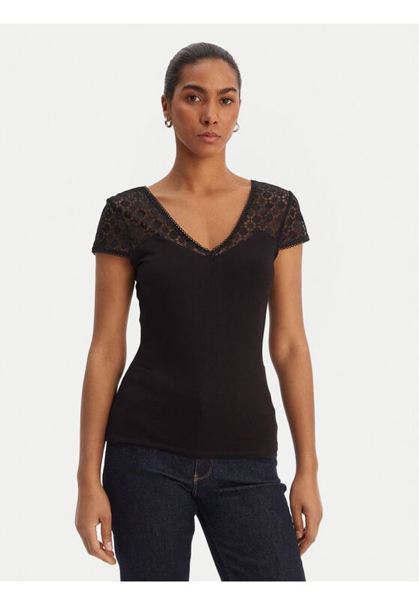 Morgan Bluzka 251-DFLO Czarny Slim Fit. Kolor: czarny. Materiał: wiskoza