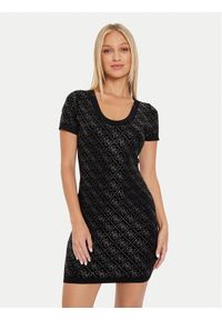 Guess Sukienka dzianinowa Paige W4YK28 Z3FN0 Czarny Slim Fit. Kolor: czarny. Materiał: wiskoza