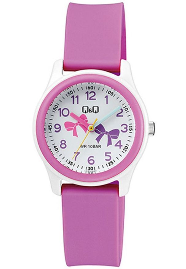 Zegarek Q&Q VS59-002 rózowy kolorowy dziecięcy kokardki .