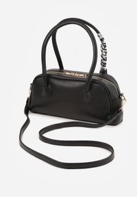 Renee - Czarna Torebka Bagietka na Ramię z Ozdobną Chustką i Paskiem Anaste. Kolor: czarny. Styl: elegancki, retro. Rodzaj torebki: na ramię #4