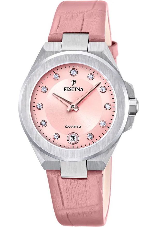 Zegarek damski Festina F20701-2 CYRKONIE różowy. Kolor: różowy