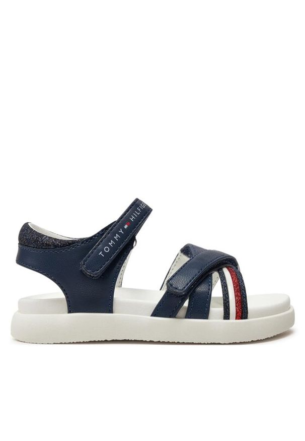 TOMMY HILFIGER - Tommy Hilfiger Sandały Strippes Velcro Sanadal T1A2-33234-0326 S Granatowy. Kolor: niebieski. Materiał: skóra