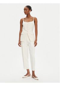 Elisabetta Franchi Spodnie materiałowe PA-094-52E2-V450 Écru Regular Fit. Kolor: kremowy. Materiał: wiskoza, len #3