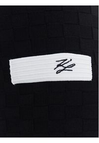 Karl Lagerfeld - KARL LAGERFELD Sukienka dzianinowa A3W13036 Czarny Slim Fit. Typ kołnierza: dekolt w karo. Kolor: czarny. Materiał: syntetyk