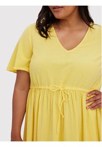 Vero Moda Curve Sukienka codzienna Mavis 10267042 Żółty Regular Fit. Okazja: na co dzień. Kolor: żółty. Materiał: bawełna. Typ sukienki: proste. Styl: casual #3