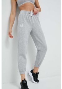 Under Armour spodnie dresowe kolor szary gładkie. Stan: podwyższony. Kolor: szary. Materiał: dresówka. Wzór: gładki #5