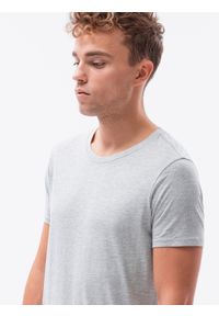 Ombre Clothing - T-shirt męski bawełniany BASIC S1370 - szary melanż - XXL. Kolor: szary. Materiał: bawełna. Wzór: melanż. Styl: klasyczny