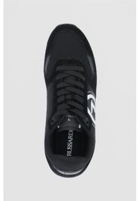 Trussardi Jeans Buty kolor czarny. Nosek buta: okrągły. Zapięcie: sznurówki. Kolor: czarny. Materiał: guma