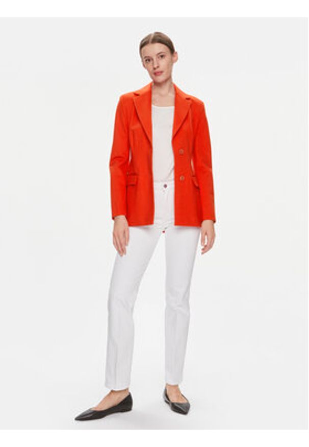 TOMMY HILFIGER - Tommy Hilfiger Marynarka Slim Knit Sb Blazer WW0WW40341 Czerwony Slim Fit. Kolor: czerwony. Materiał: wiskoza
