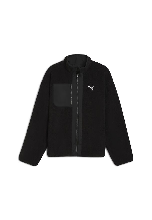Puma - Męska dwustronna kurtka hybrydowa z dzianiną typu baranek PUMA. Kolor: wielokolorowy, szary, fioletowy, czarny. Materiał: dzianina. Wzór: gładki. Sport: turystyka piesza