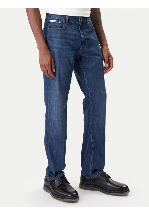 Calvin Klein Jeans Jeansy LV04RE777G Granatowy Slim Fit. Kolor: niebieski