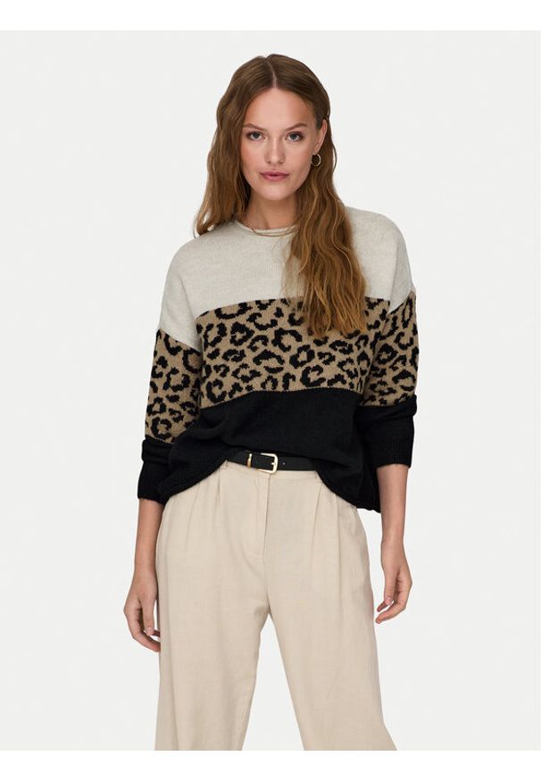 only - ONLY Sweter Jade 15294969 Beżowy Regular Fit. Kolor: beżowy. Materiał: syntetyk