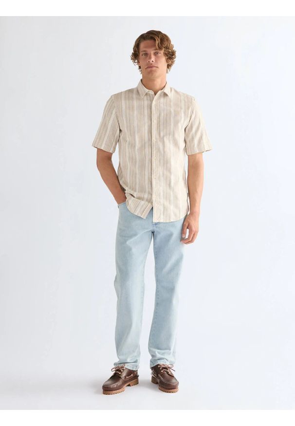 Wrangler - MESKA KOSZULA WRANGLER SS SHIRT BROWN WHITE 112378581