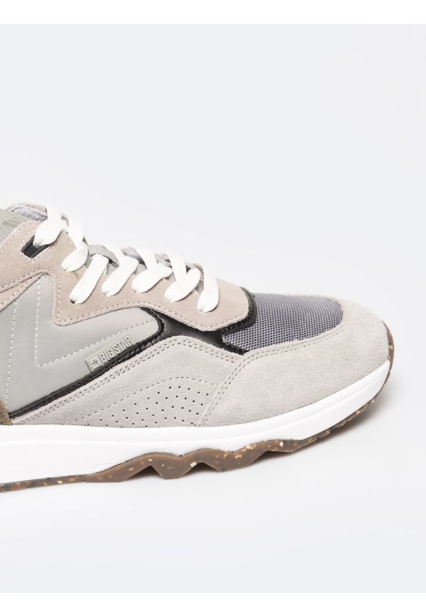 Big-Star - Sneakersy męskie ze skóry naturalnej szare RR174429 901. Okazja: na co dzień. Kolor: szary. Materiał: skóra