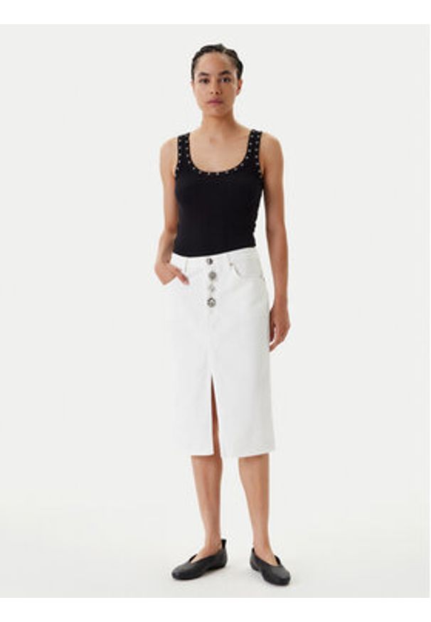 ViCOLO Spódnica jeansowa DD5101 Biały Regular Fit. Kolor: biały. Materiał: bawełna