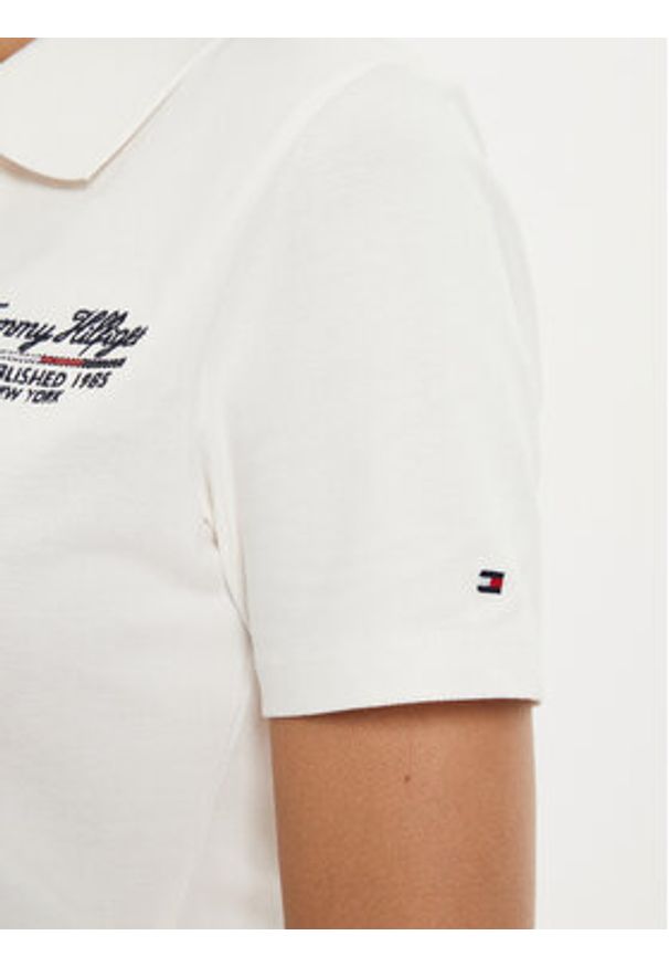 TOMMY HILFIGER - Tommy Hilfiger Polo Script WW0WW43624 Écru Slim Fit. Typ kołnierza: polo. Materiał: bawełna