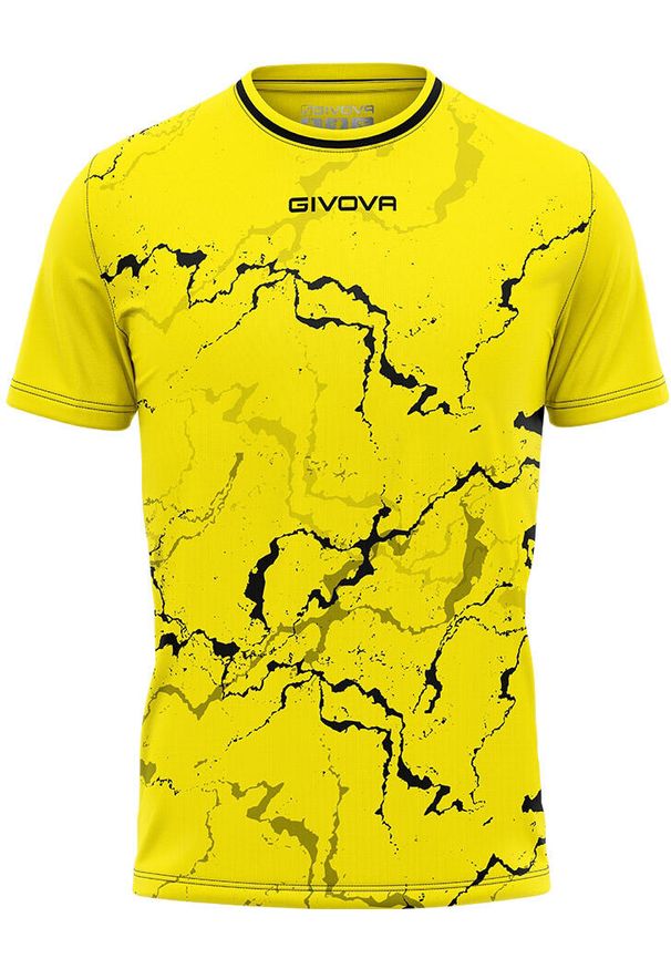 Koszulka Sportowa Givova Graphit Żółta/Czarna - Lekka i Oddychająca. Kolor: czarny, żółty, wielokolorowy. Materiał: poliester. Wzór: haft, nadruk. Sport: fitness, piłka nożna