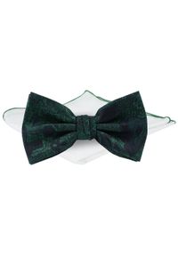 Męska Mucha w Komplecie z Poszetką - Chattier - Głęboka Zieleń. Styl: sportowy, elegancki #1