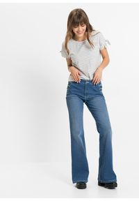 bonprix - Dżinsy Bootcut, mid waist, bawełna organiczna. Kolor: niebieski