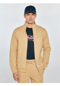 Big-Star - Bluza męska rozpinana ze stójką beżowa Wlador 801. Okazja: na co dzień. Typ kołnierza: kołnierzyk stójkowy. Kolor: beżowy. Materiał: dzianina, dresówka, jeans. Wzór: ze splotem, nadruk. Styl: sportowy, casual, elegancki #1