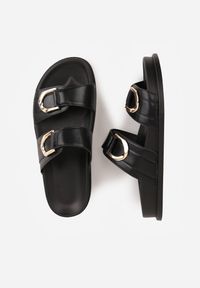 Renee - Czarne Klapki z Metalicznymi Klamrami Eudare. Kolor: czarny. Sezon: lato. Styl: elegancki #6
