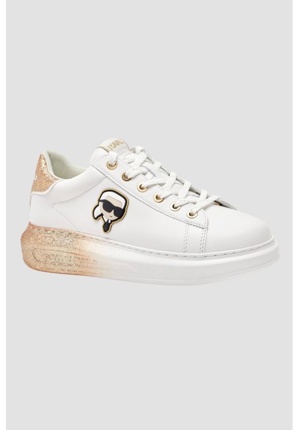 Karl Lagerfeld - KARL LAGERFELD Białe damskie sneakersy skórzane KAPRI Ombre NFT, Rozmiar 36. Kolor: biały. Materiał: skóra