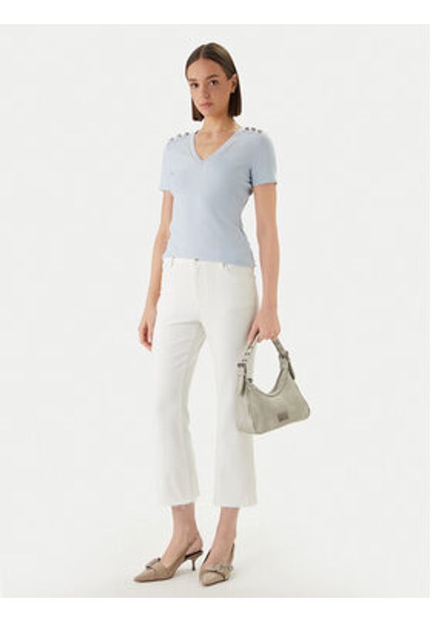 Morgan Bluzka 251-DOMANI Błękitny Slim Fit. Kolor: niebieski. Materiał: wiskoza