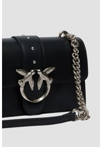 Pinko - PINKO Czarna kopertówka Love One Mini St. Cl Vitello Seta. Kolor: czarny. Materiał: skórzane. Styl: wizytowy, klasyczny, elegancki #5