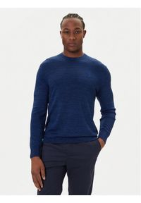 Calvin Klein Sweter LV04LB305G Granatowy Regular Fit. Kolor: niebieski. Materiał: wełna