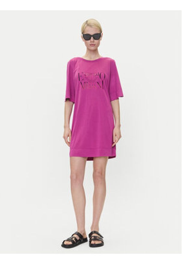 Emporio Armani Sukienka codzienna EW000618 AF12187 UA227 Różowy Loose Fit. Okazja: na co dzień. Kolor: różowy. Materiał: wiskoza. Typ sukienki: proste. Styl: casual