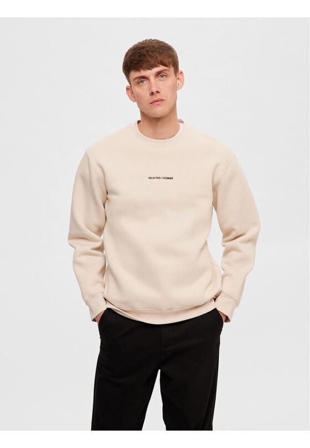 Selected Homme Bluza 16090431 Beżowy Regular Fit. Kolor: beżowy. Materiał: bawełna, syntetyk