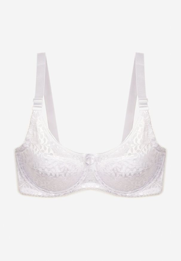 Renee - Biały Koronkowy Biustonosz z Regulowanymi Ramiączkami i Usztywnionymi Miseczkami Vikiitole. Kolor: biały. Materiał: koronka