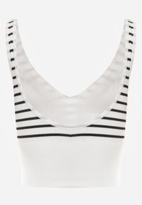 Renee - Biało-Czarny Tank Top z Prążkowanego Materiału w Print w Paski Sesarila. Okazja: na co dzień. Kolor: biały. Materiał: materiał, prążkowany. Wzór: nadruk, paski. Styl: elegancki, klasyczny, casual #8