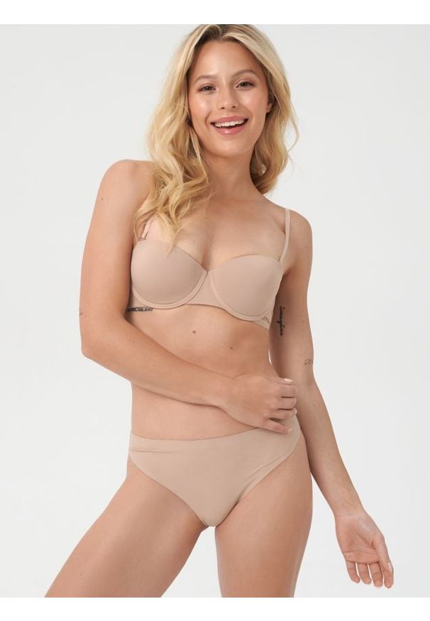 Sinsay - Biustonosz balkonetka - kremowy. Kolor: kremowy. Wzór: gładki