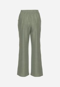 Born2be - Ciemnozielone Spodnie o Szerokim Kroju z Wiązaniem i Gumką w Pasie Miravenia. Okazja: na co dzień. Kolor: zielony. Styl: elegancki, casual #3
