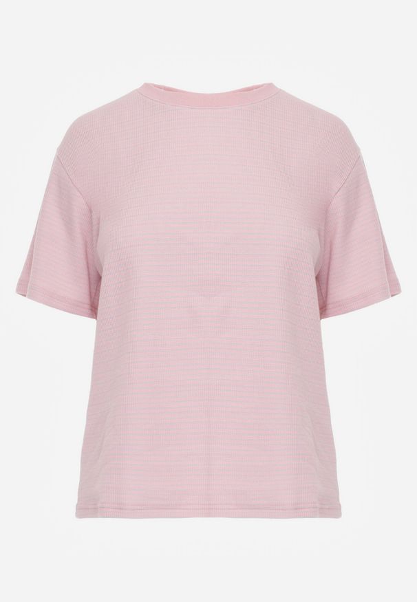 Born2be - Różowy Klasyczny T-shirt z Bawełny o Prostym Kroju Phemeni. Okazja: na co dzień. Kolor: różowy. Materiał: bawełna. Styl: klasyczny