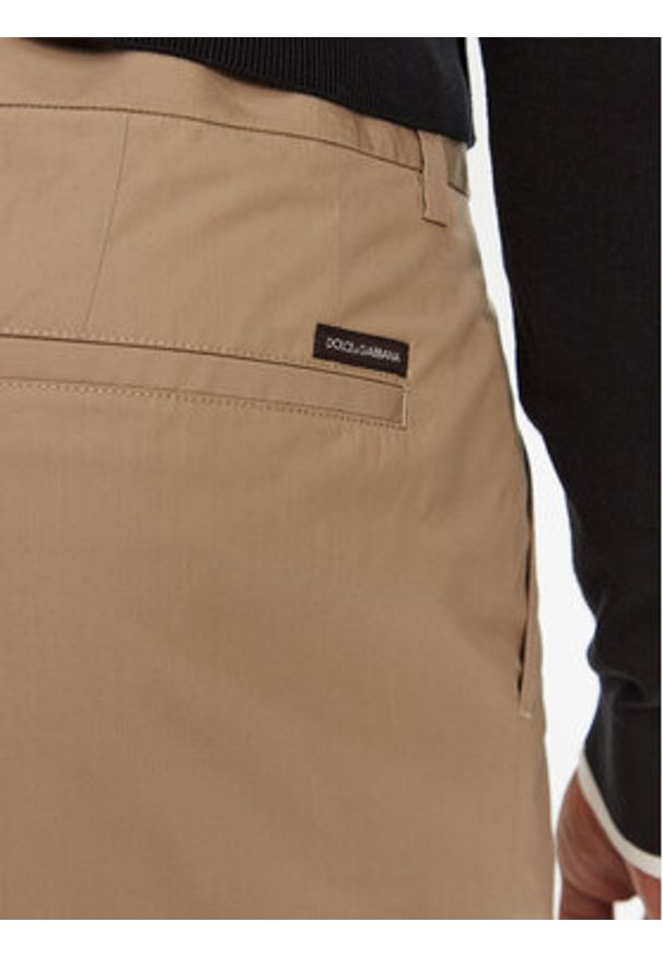 DOLCE & GABBANA - Dolce&Gabbana Spodnie materiałowe GV5ZHT FU5SW M0868 Beżowy Regular Fit. Kolor: beżowy. Materiał: bawełna