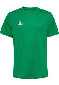 Hummel - Koszulka Poliestrowa Essential Jersey S/S Kids. Kolor: zielony. Materiał: jersey, poliester