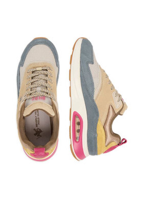 Beverly Hills Polo Club Sneakersy EO-L240061 Beżowy. Kolor: beżowy. Materiał: zamsz, skóra