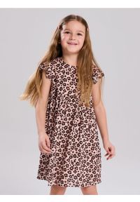 Sinsay - Wiskozowa sukienka mini ze wzorem w panterkę - beżowy. Kolor: beżowy. Materiał: wiskoza. Wzór: motyw zwierzęcy. Długość: mini #1