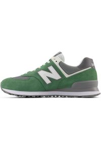 Buty unisex New Balance U574ESA – zielone. Okazja: na co dzień. Kolor: zielony. Materiał: guma, skóra, zamsz. Szerokość cholewki: normalna. Wzór: aplikacja. Model: New Balance 574 #5