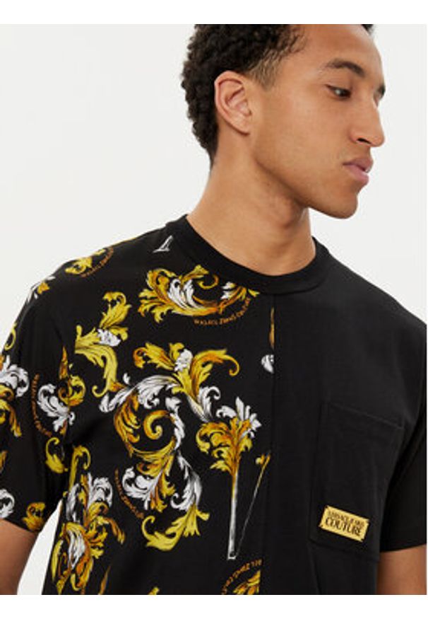 Versace Jeans Couture T-Shirt 78GAH609 Czarny Regular Fit. Kolor: czarny. Materiał: bawełna