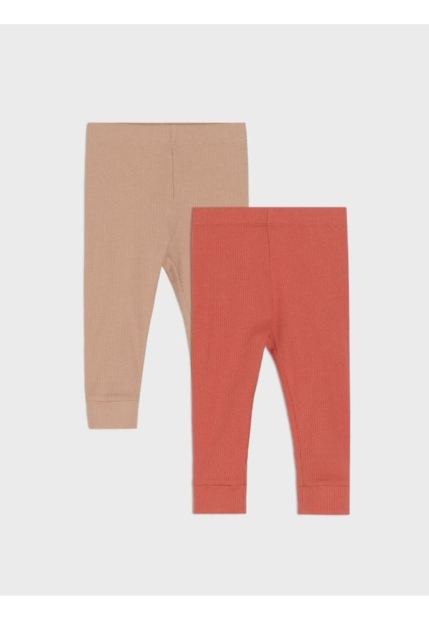Sinsay - Legginsy 2 pack - brązowy. Kolor: brązowy
